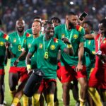 Cameroon national team players celebrate after winning the AFCON 2022 third place match against Burkina Faso in Yaounde, Cameroon.  Photo Courtesy; Reuters.